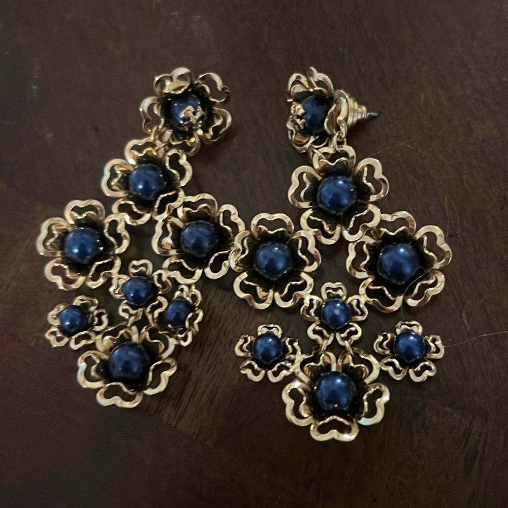 Tory Burch Navy&Gold earrings